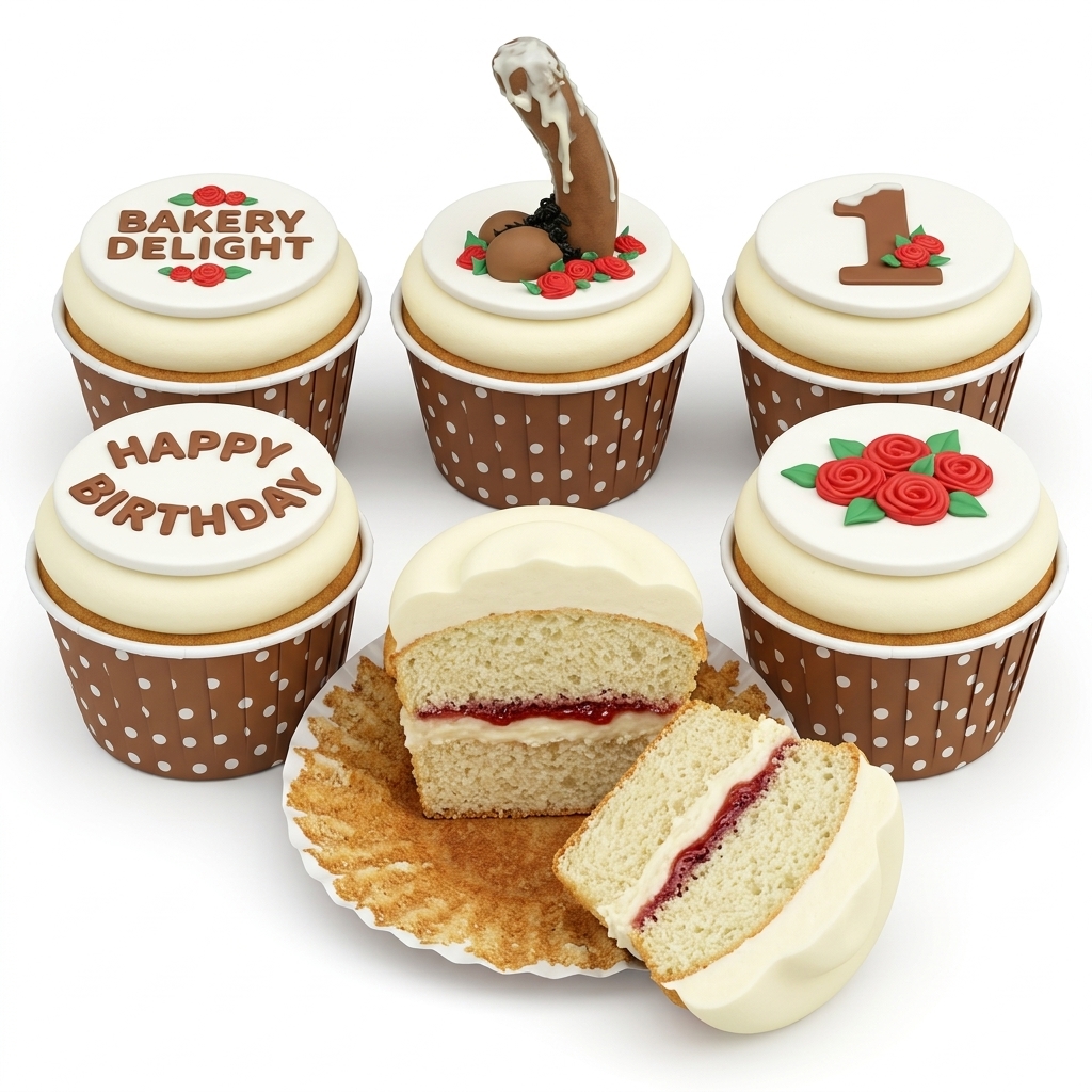 Rude Birthday Cupcakes with Novelty Topper