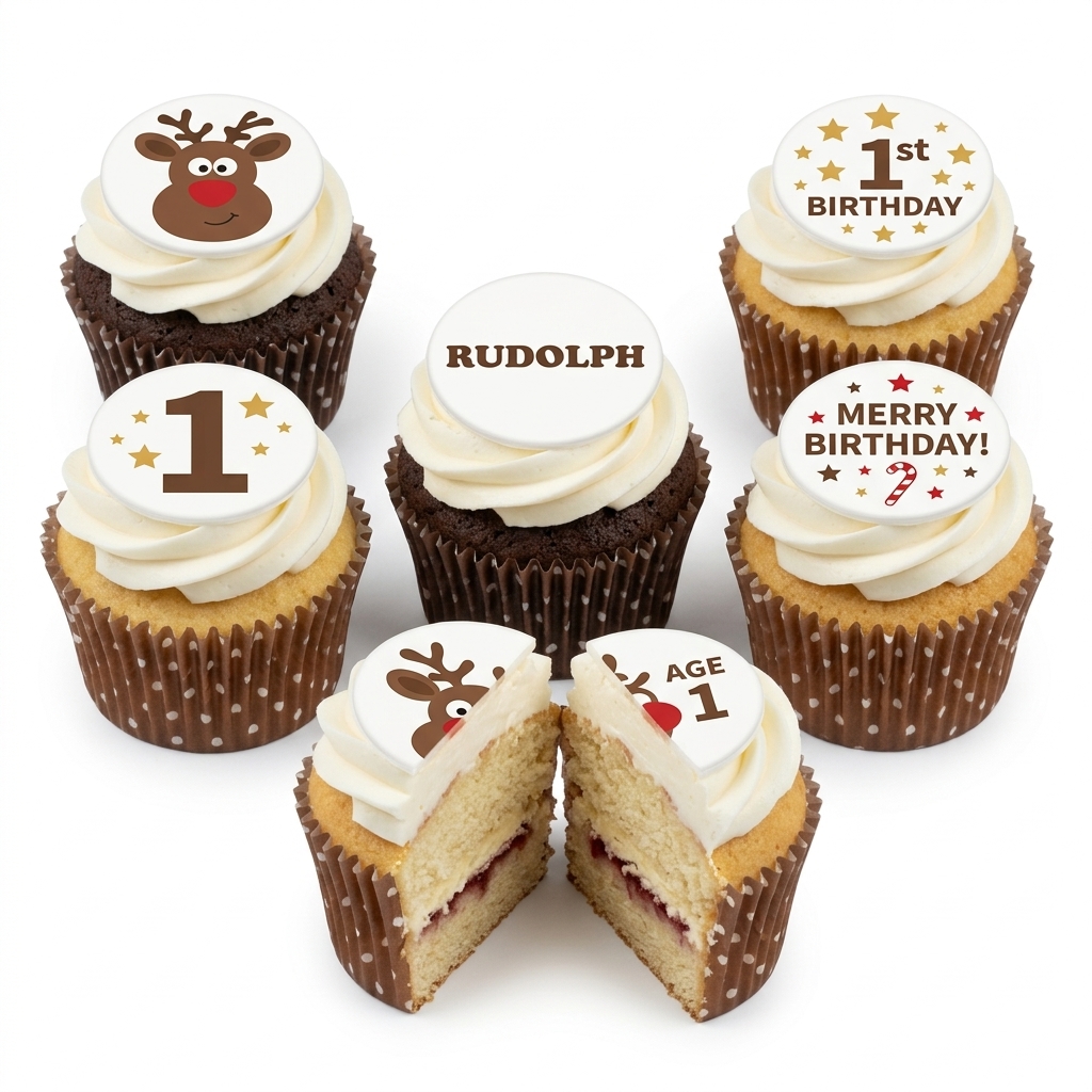 Reindeer 1st Birthday Cupcakes