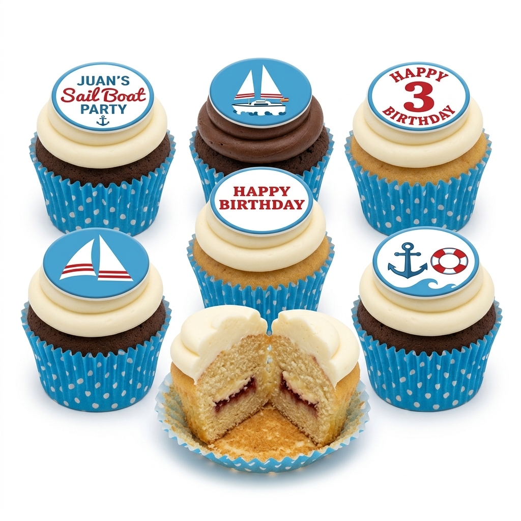 Sailing Theme Birthday Cupcakes