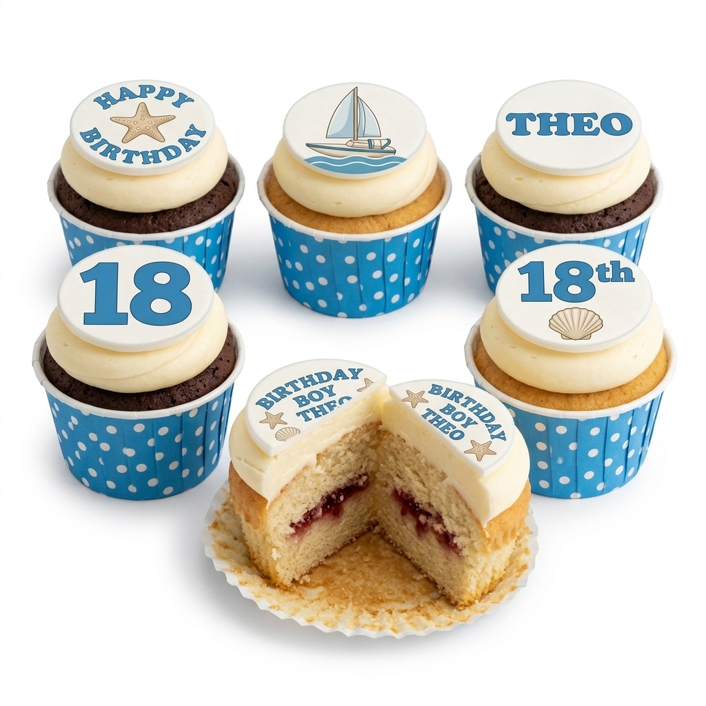 Nautical Theme Birthday Cupcakes for Boys