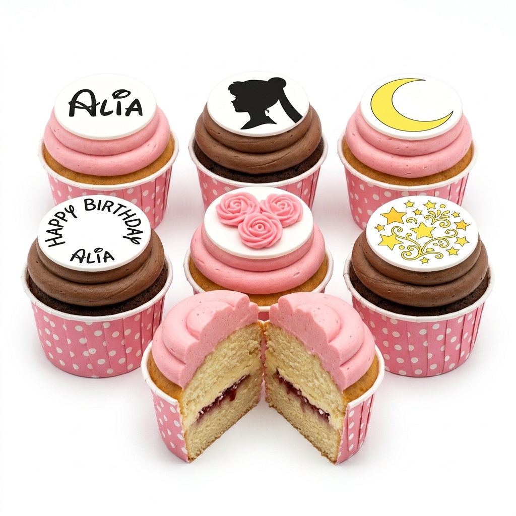 Sailor Moon Themed Birthday Cupcakes