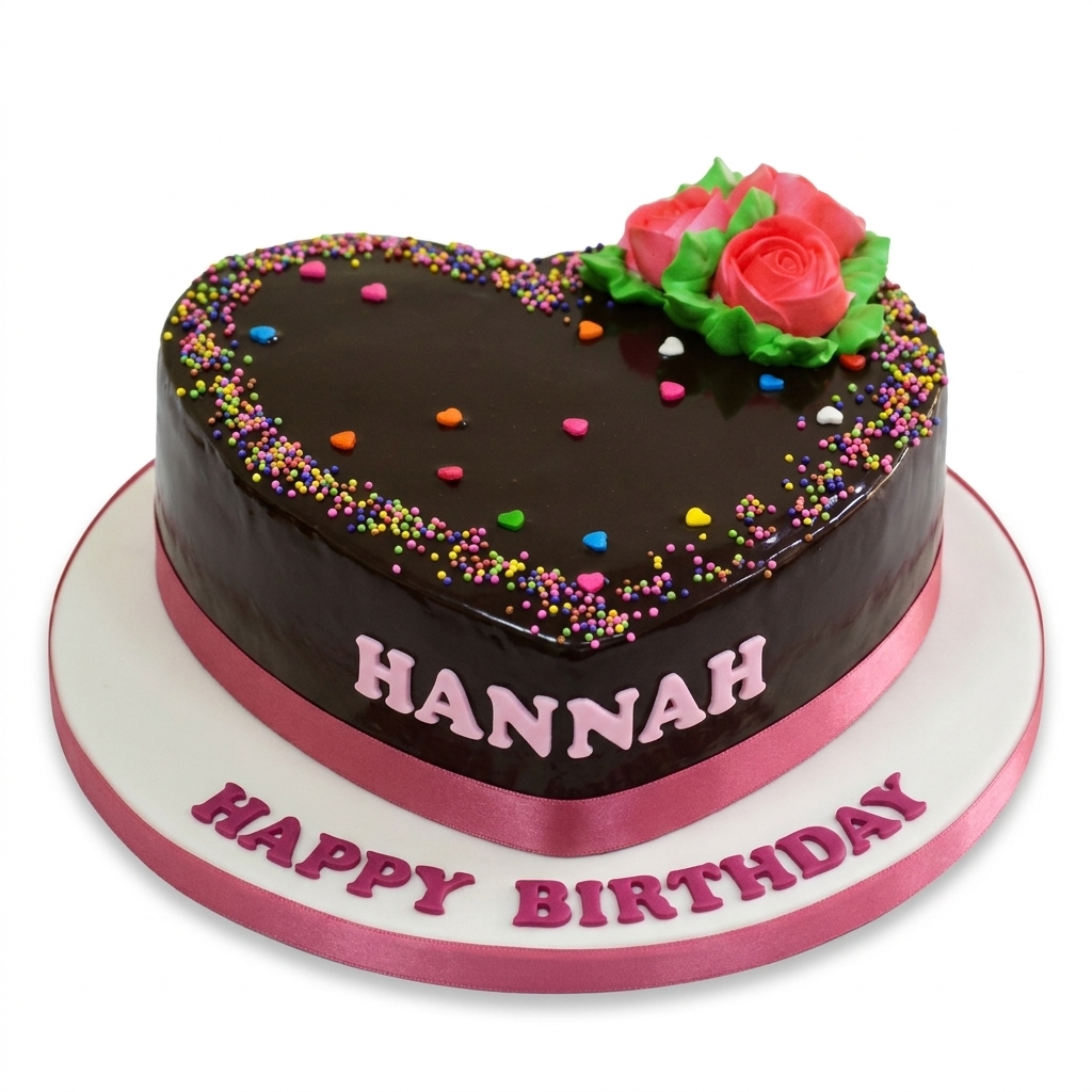 Heart Shaped Birthday Cake with Roses & Sprinkles