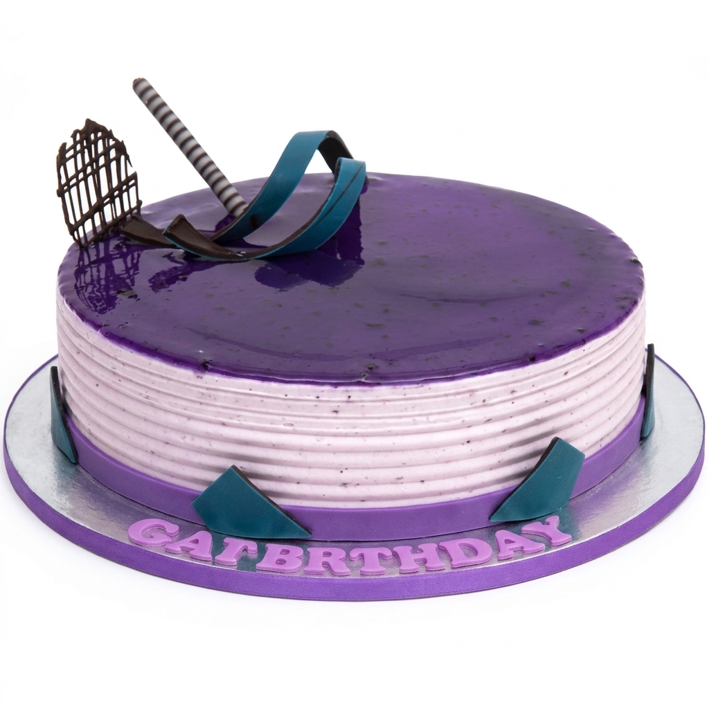 Purple Glaze & Ribbon Birthday Cake