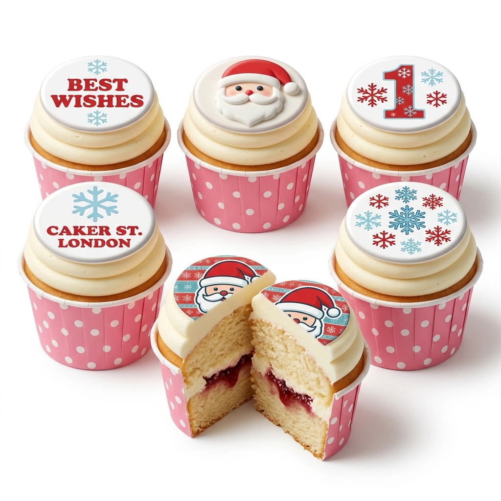 Festive Santa & Snowflake Christmas Cupcakes