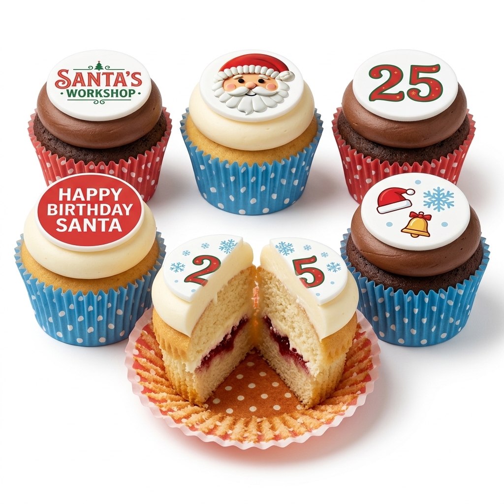 Festive Santa & Christmas Day Cupcakes