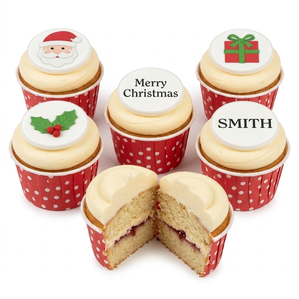 Christmas Cupcakes with Personalised Toppers
