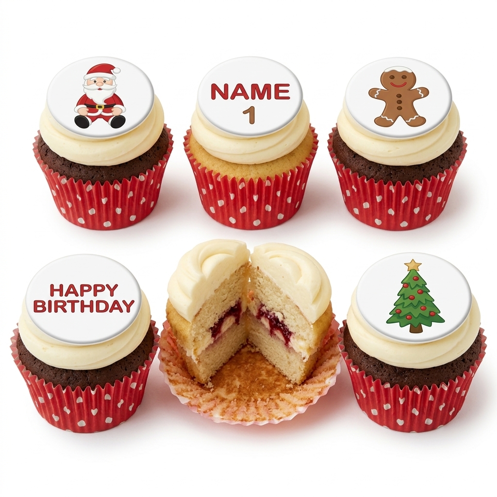 Christmas Cupcakes with Festive Toppers