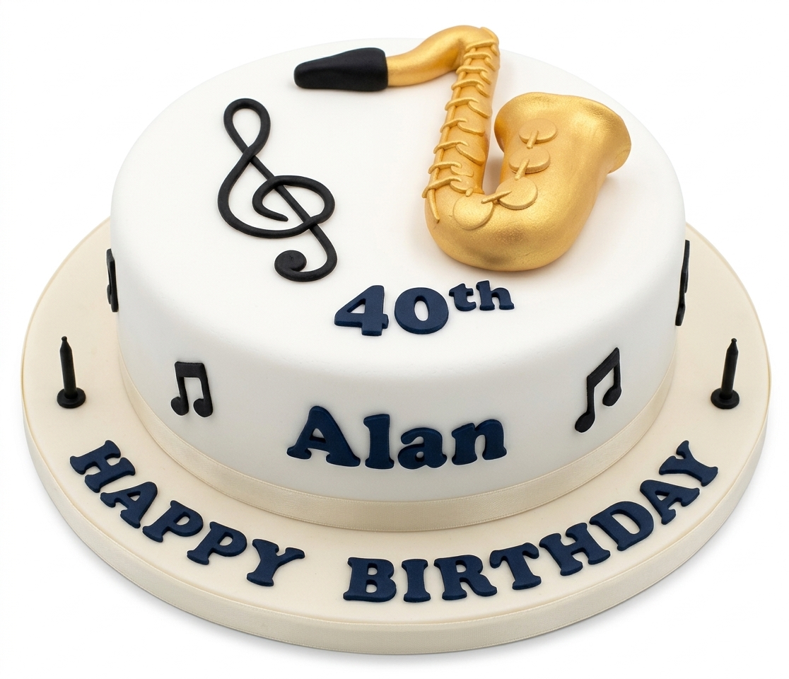 Saxophone Music Theme Birthday Cake