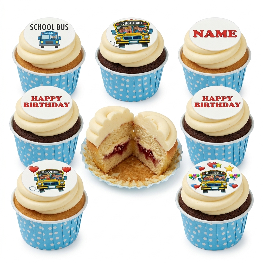 School Bus Birthday Cupcakes