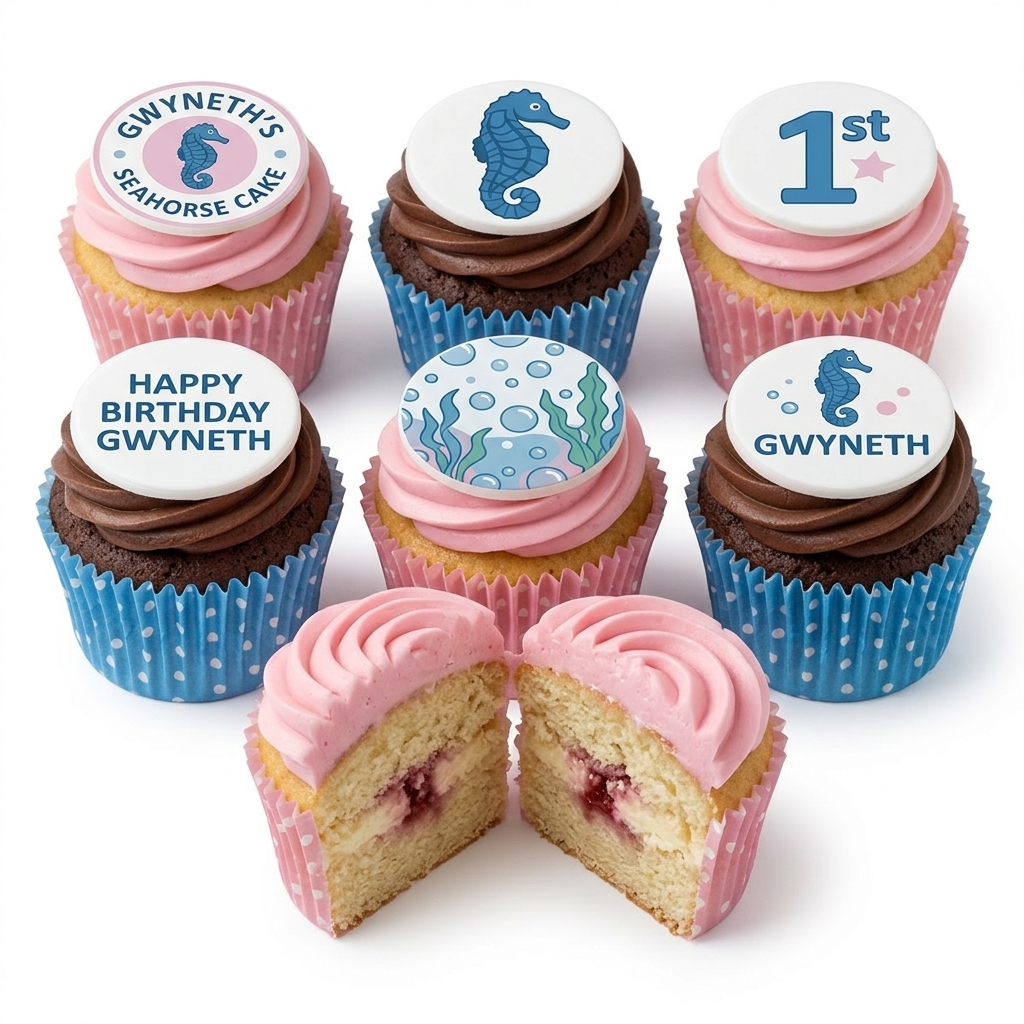 Seahorse Theme Birthday Cupcakes for Girls