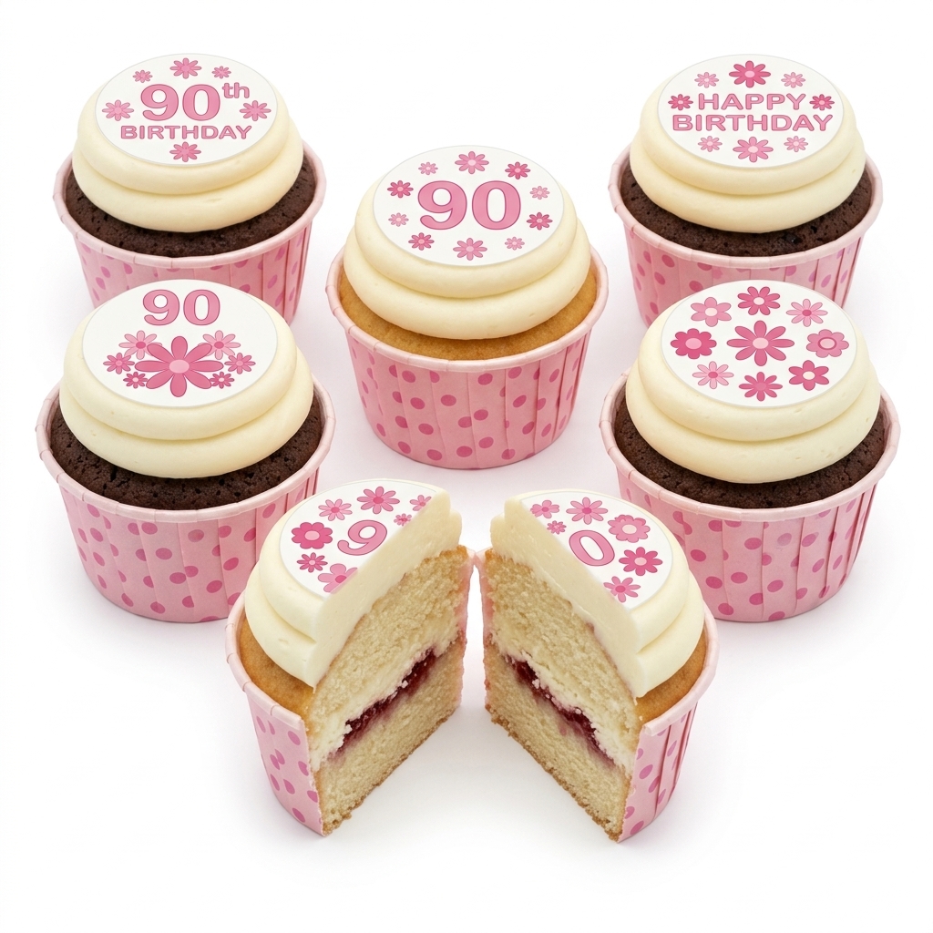 Floral Birthday Cupcakes for Her with Custom Age Toppers