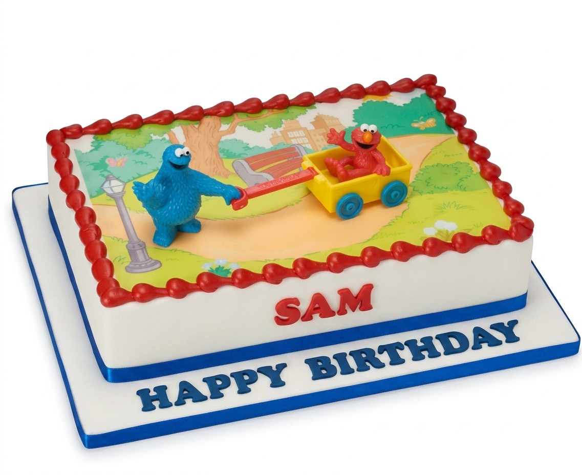 Sesame Street Cookie Monster & Elmo Kids Birthday Cake