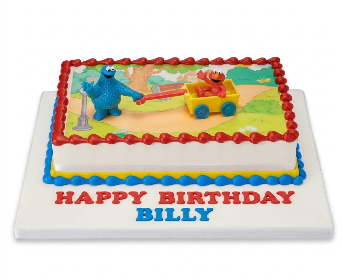 Sesame Street Birthday Cake with Elmo & Cookie Monster