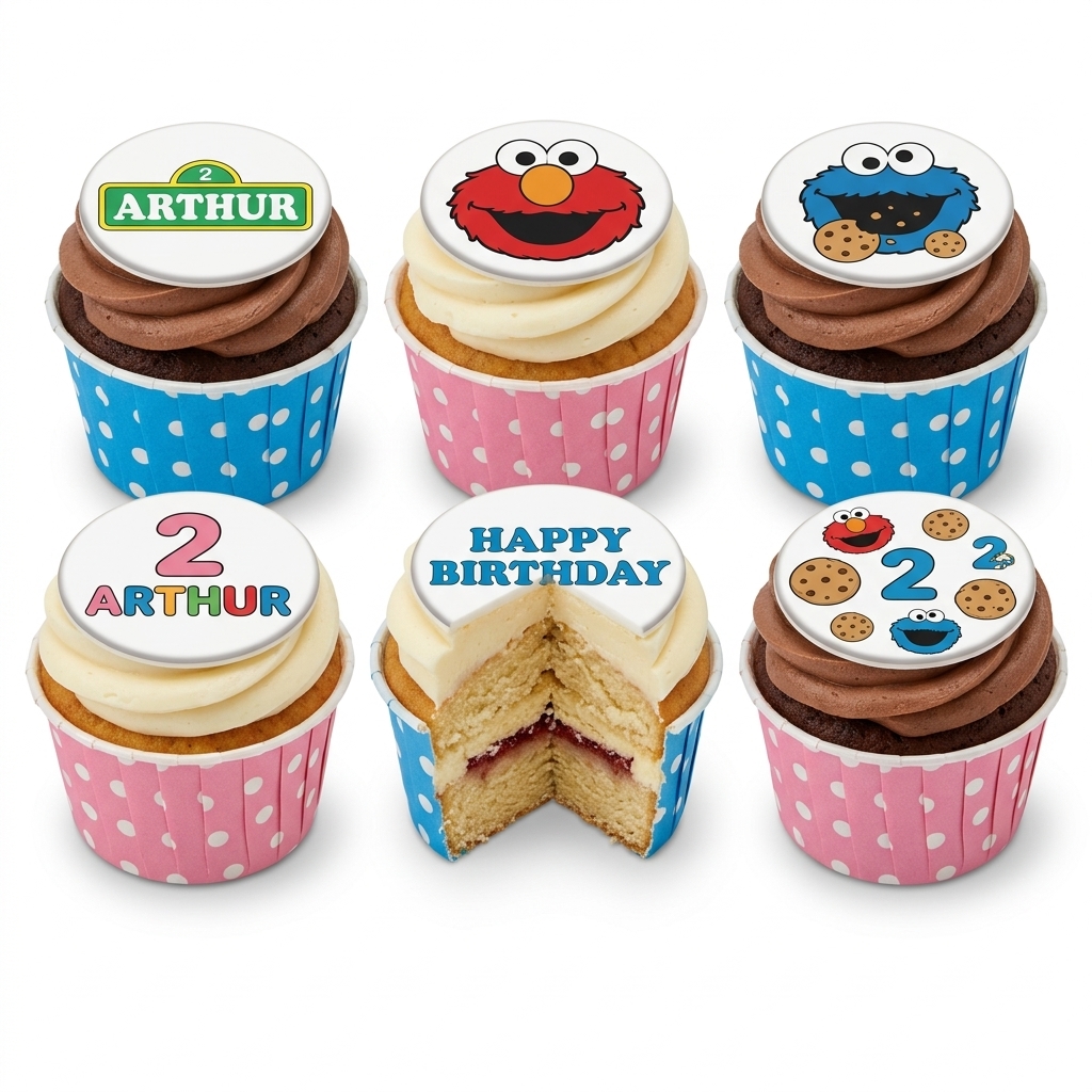 Sesame Street Elmo & Cookie Monster Birthday Cupcakes