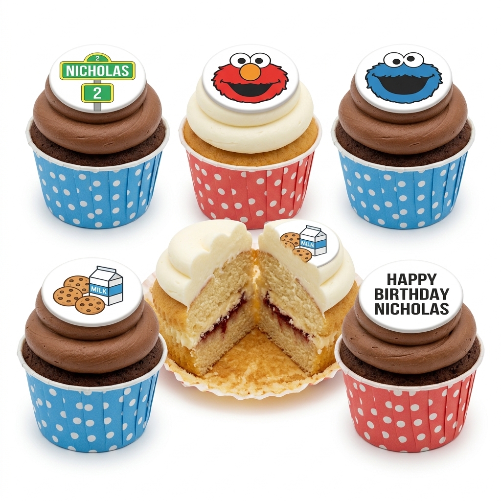 Sesame Street Character Birthday Cupcakes