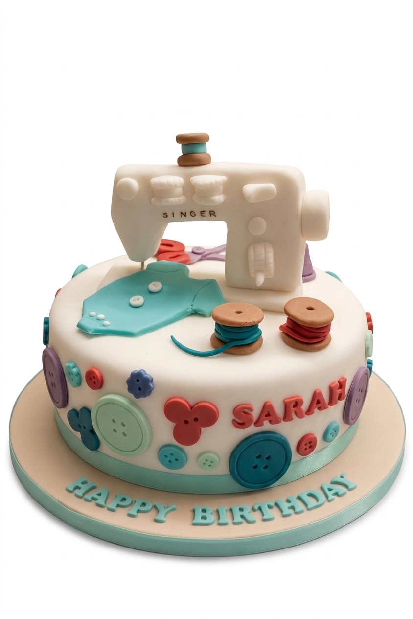 Sewing Machine Theme Birthday Cake