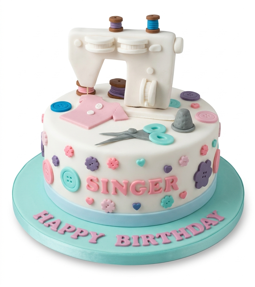 Sewing Theme Birthday Cake for Her