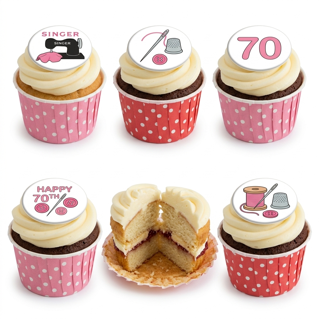 Sewing Theme Birthday Cupcakes