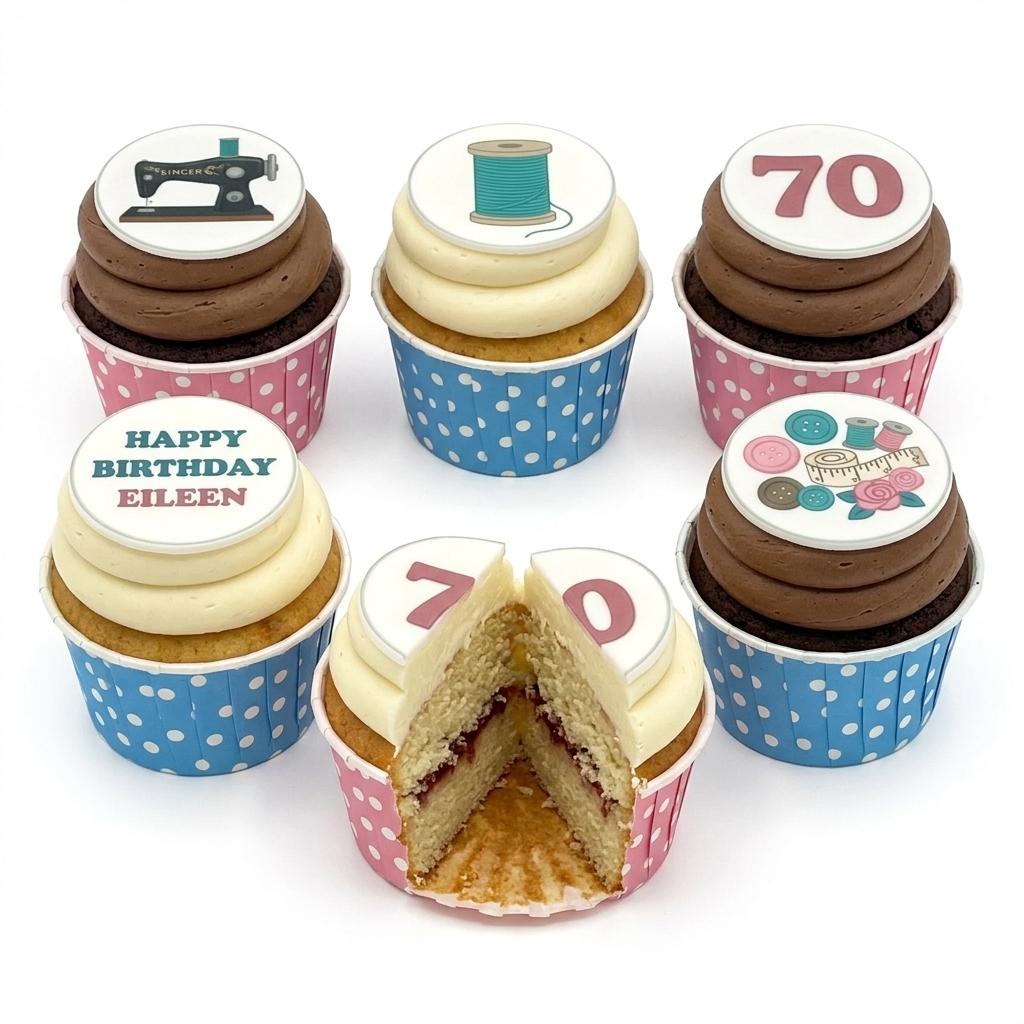 Sewing Theme Birthday Cupcakes
