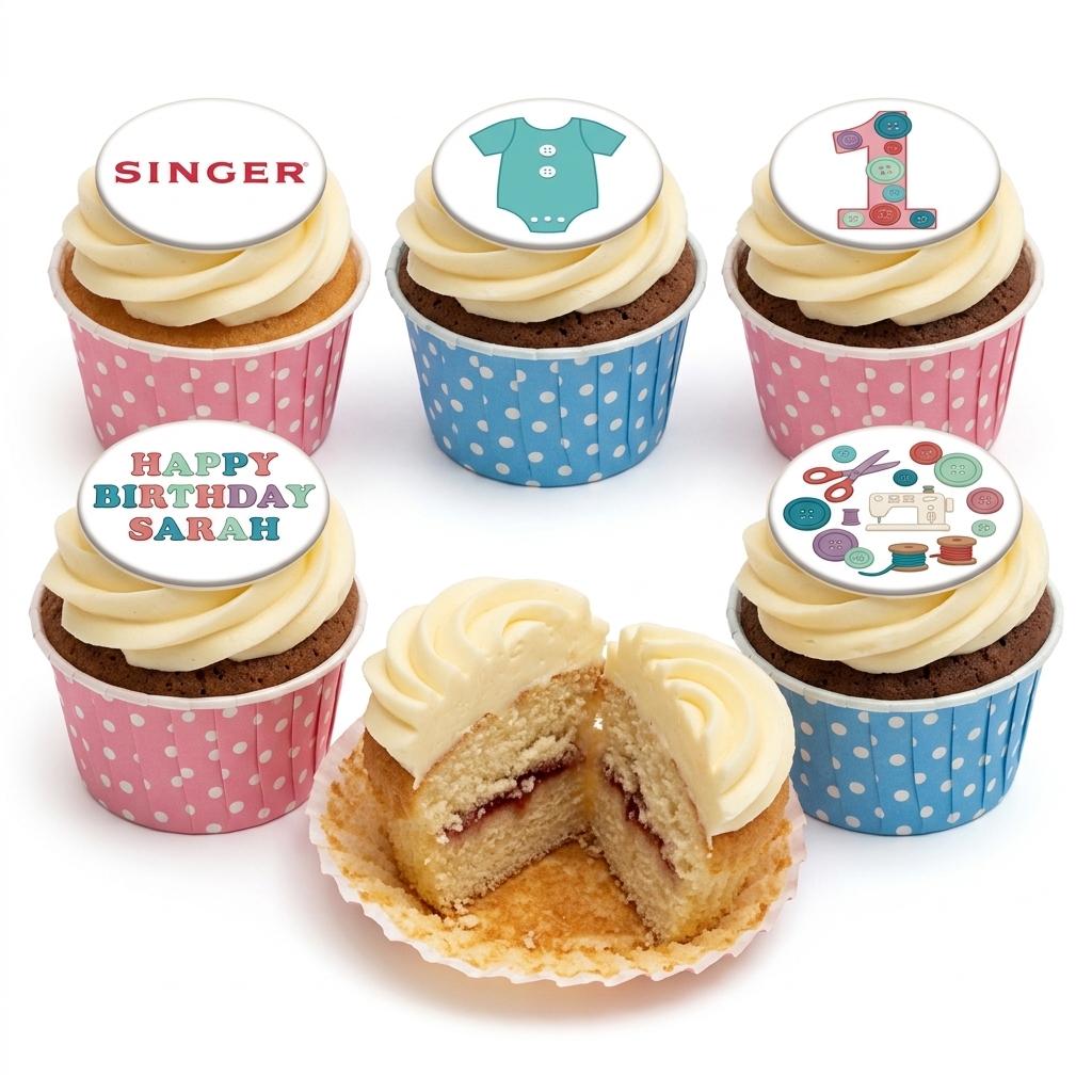 Sewing Theme Birthday Cupcakes