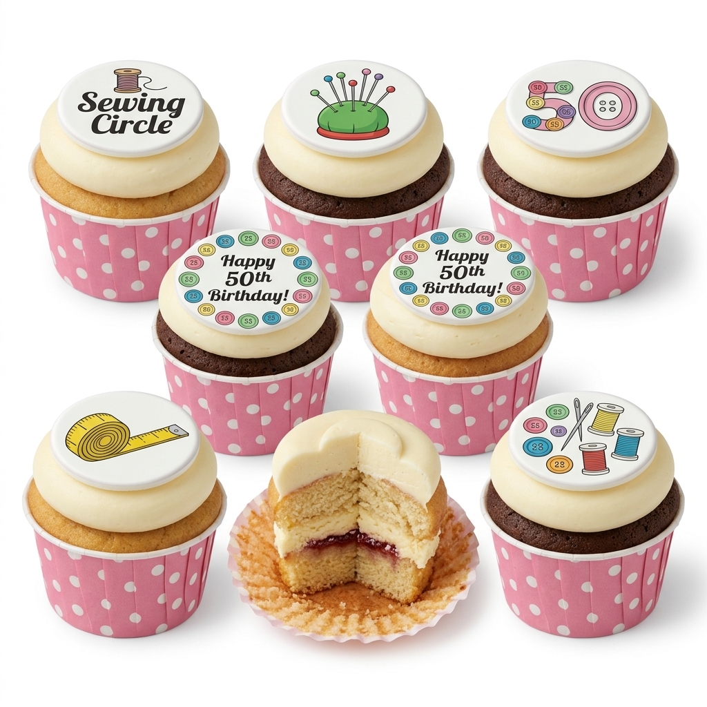 Sewing Theme Birthday Cupcakes