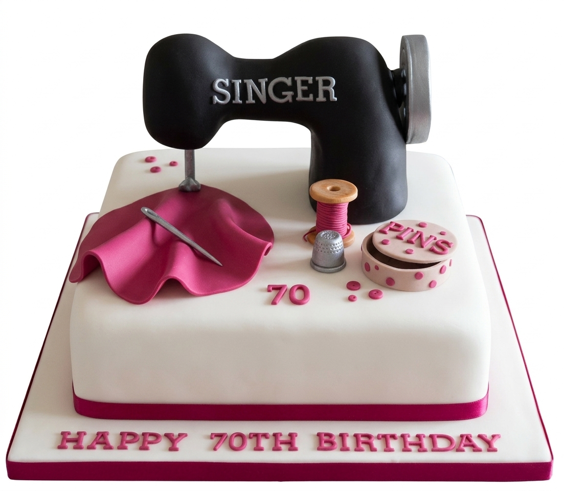 Sewing Machine Birthday Cake | Custom Age & Message