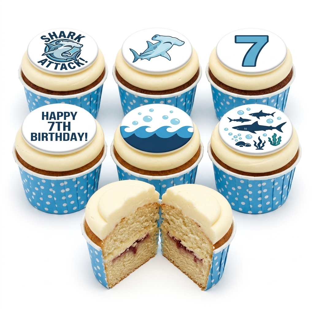 Shark Attack Birthday Cupcakes for Boys