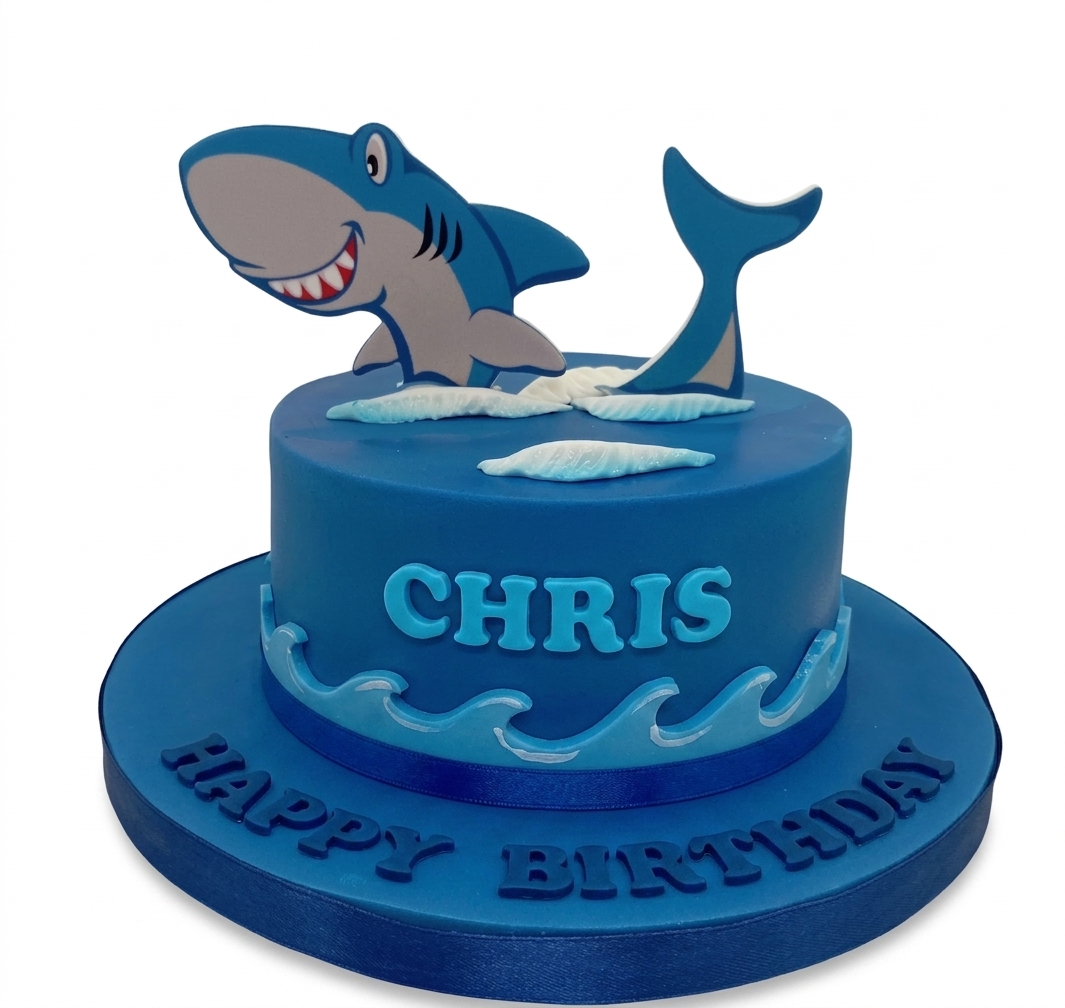 Shark Theme Birthday Cake for Boys