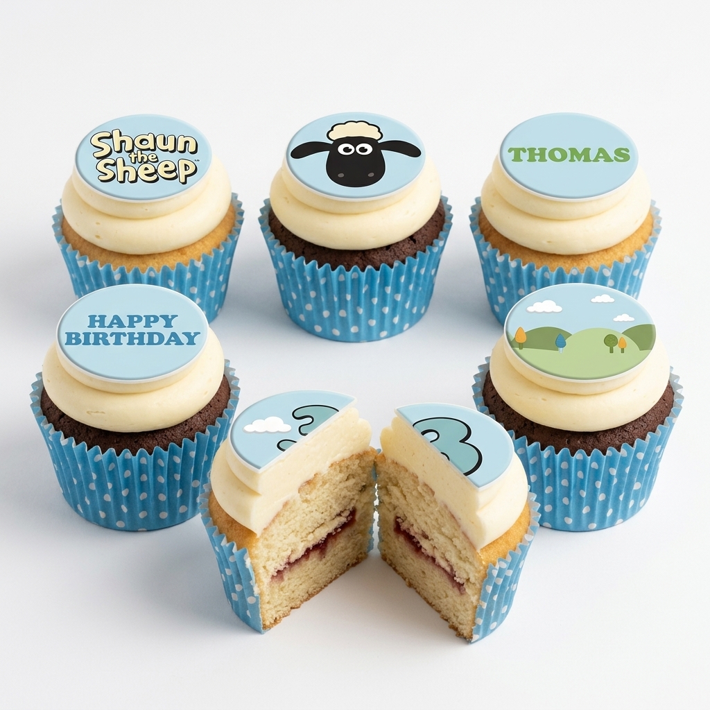 Shaun the Sheep Birthday Cupcakes