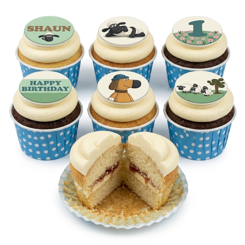 Shaun the Sheep Birthday Cupcakes