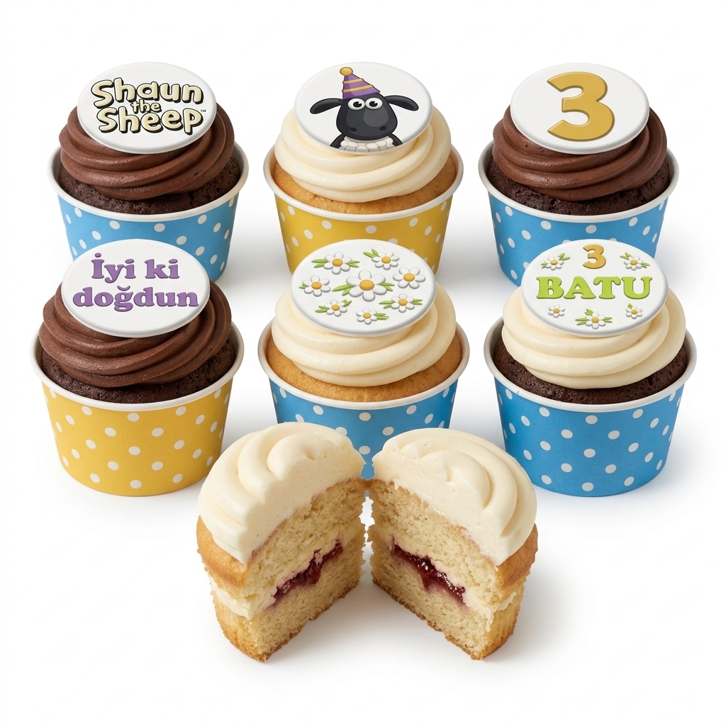 Shaun the Sheep Kids Birthday Cupcakes with Custom Age