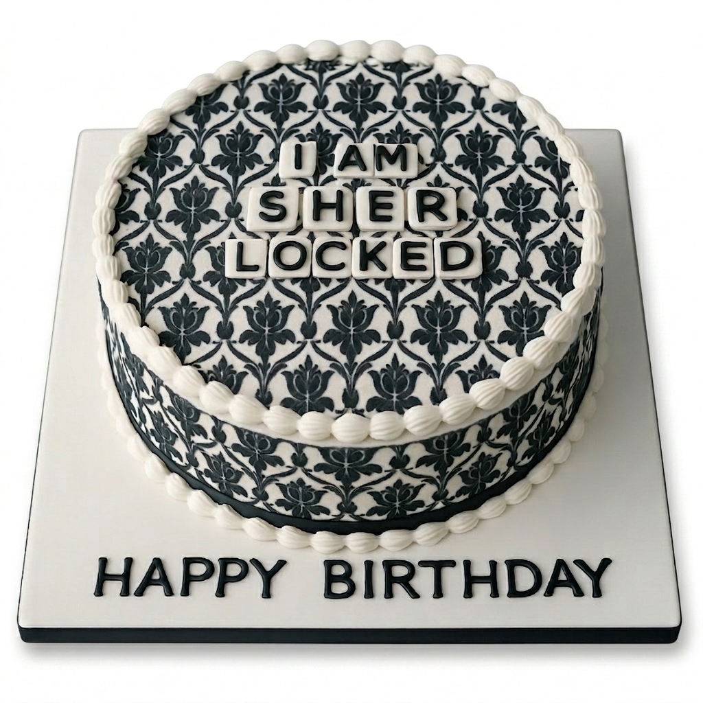 Sherlock Holmes "I Am Sherlocked" Birthday Cake