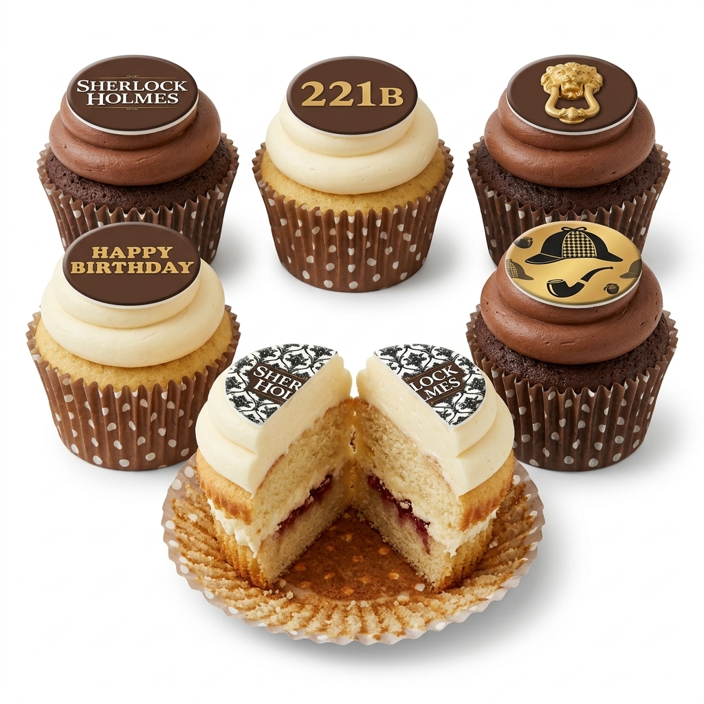 Sherlock Holmes Theme Birthday Cupcakes