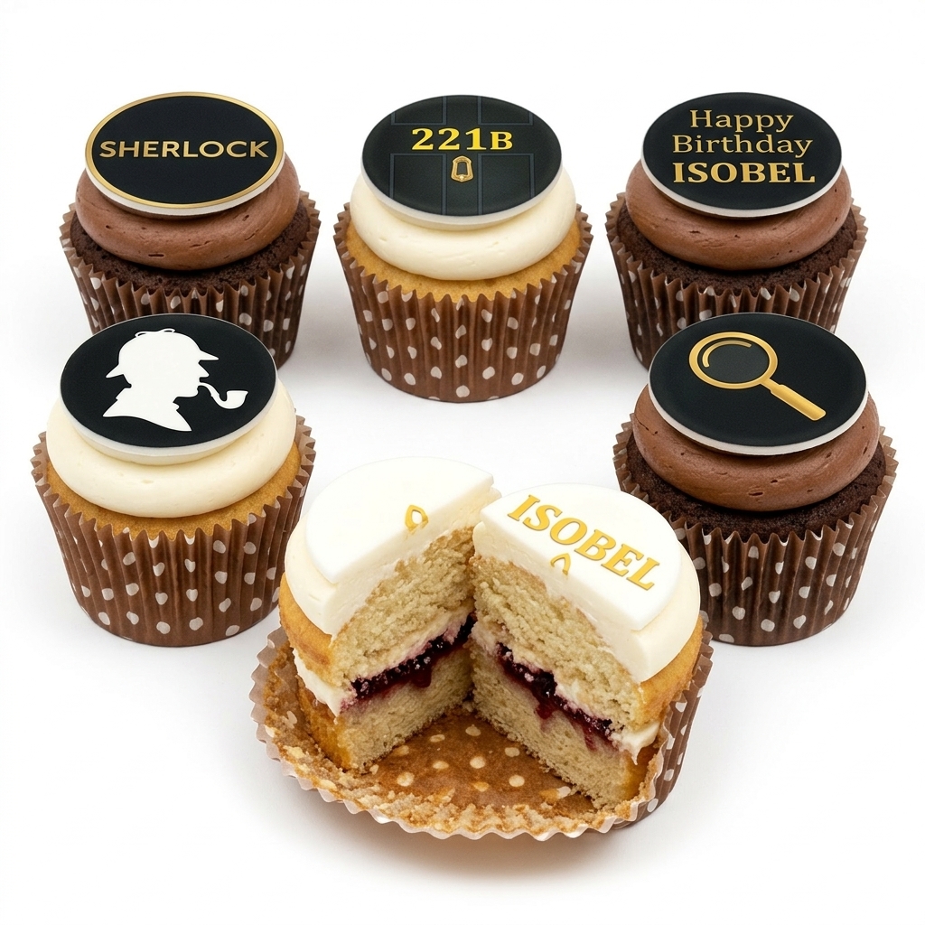 Sherlock Holmes Detective Birthday Cupcakes