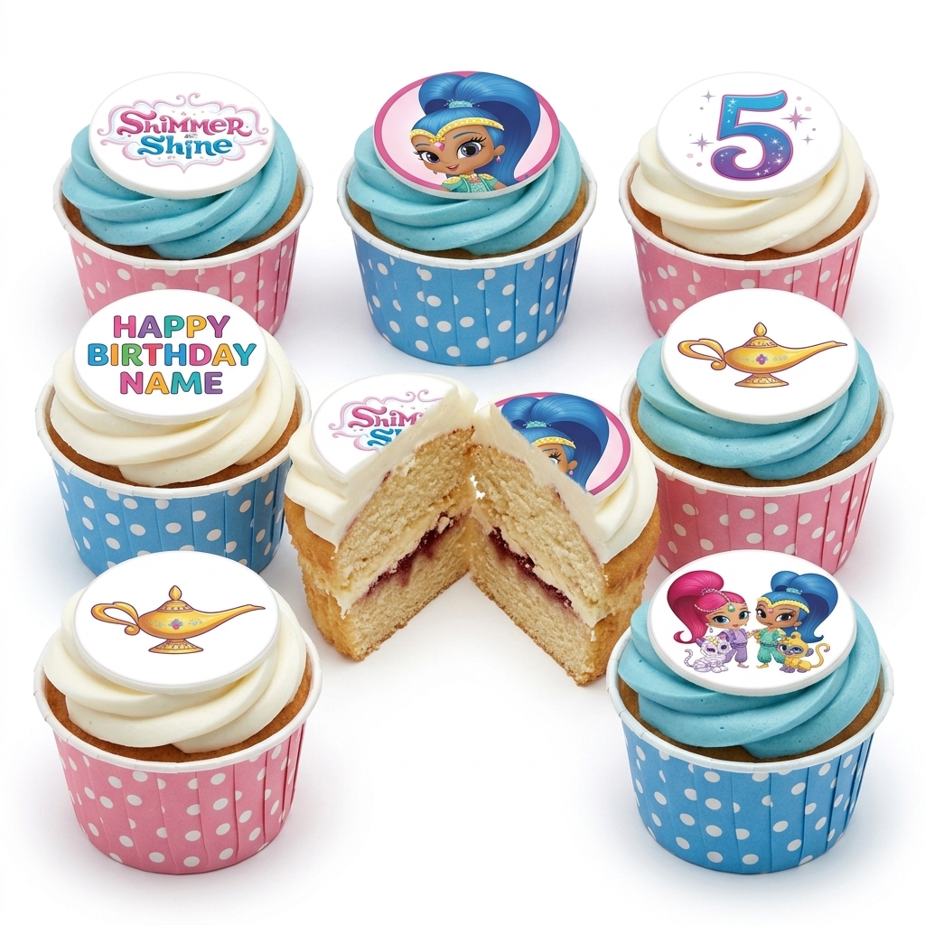 Shimmer and Shine Birthday Cupcakes | Personalised Kids Party Treats