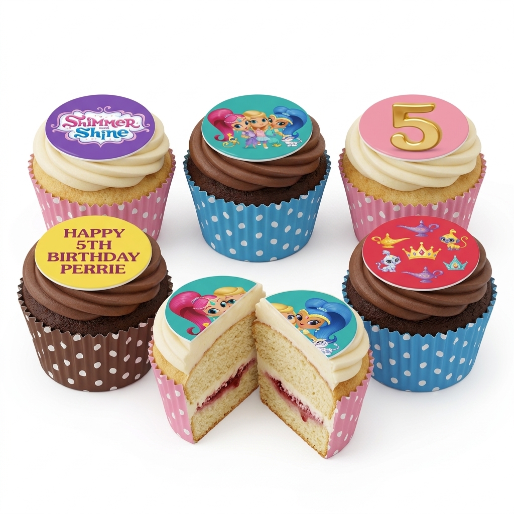 Shimmer and Shine Kids Birthday Cupcakes with Custom Age