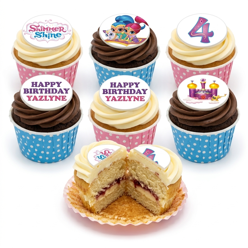 Shimmer and Shine Birthday Cupcakes for Girls with Custom Age