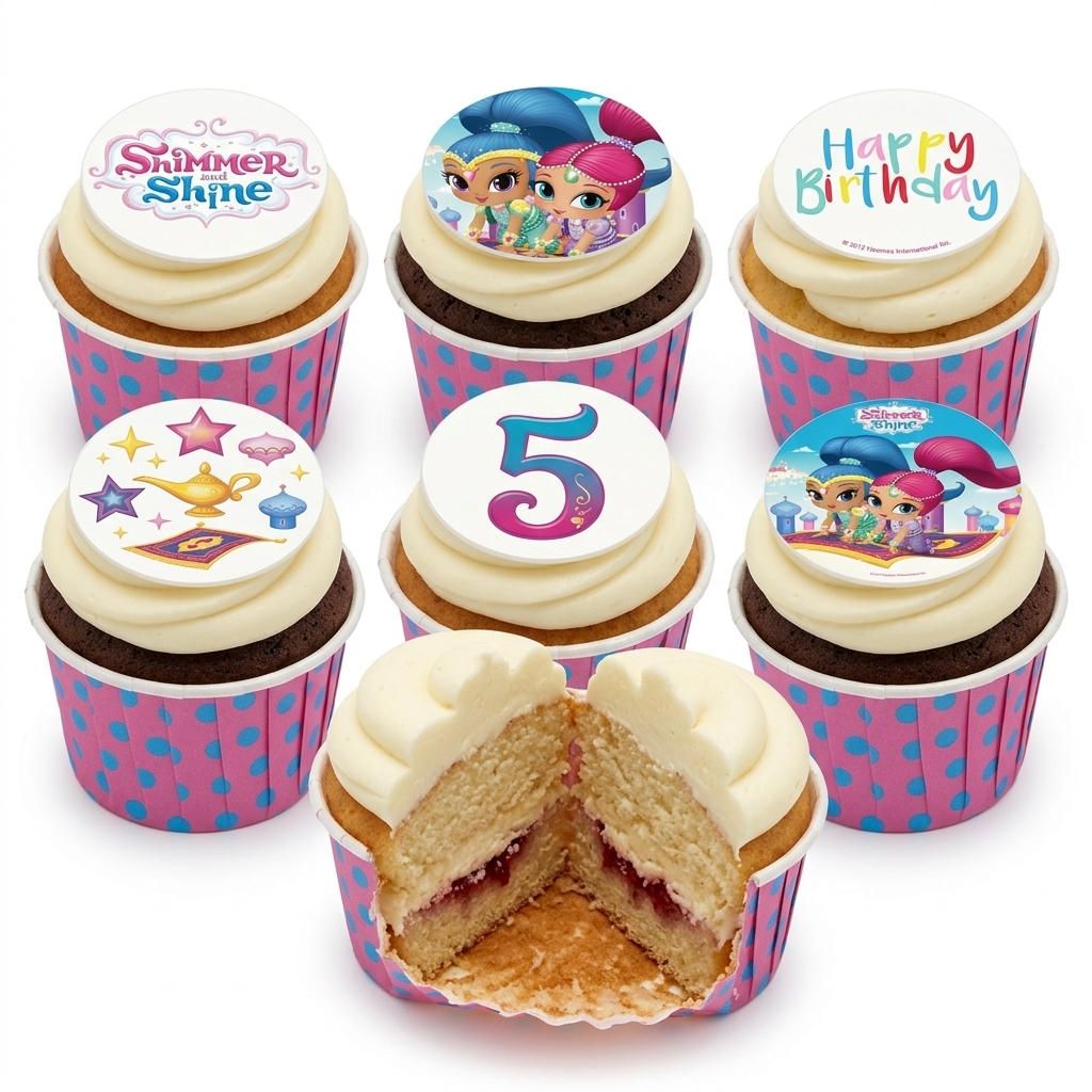 Shimmer and Shine Birthday Cupcakes with Custom Age Topper