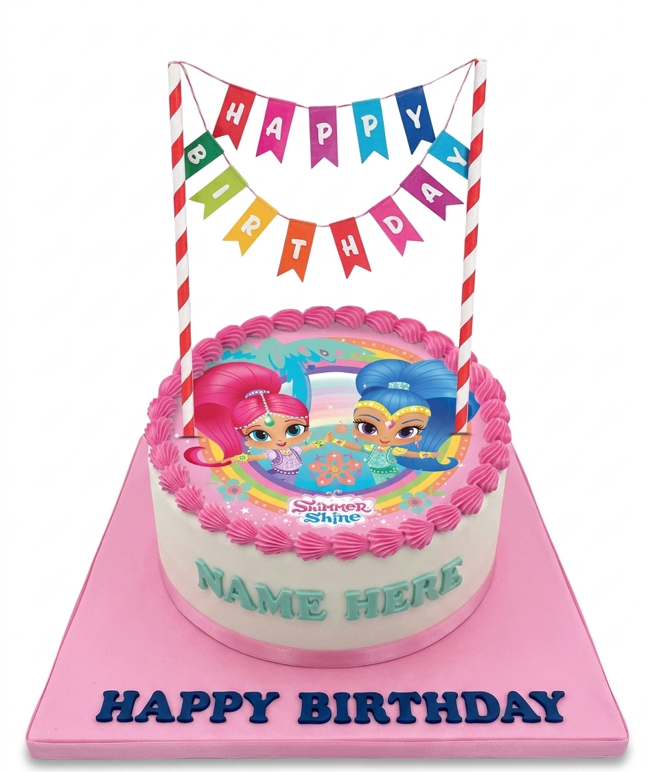 Shimmer and Shine Birthday Cake with Personalised Name