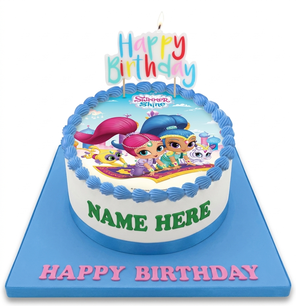Shimmer and Shine Birthday Cake with Personalised Name