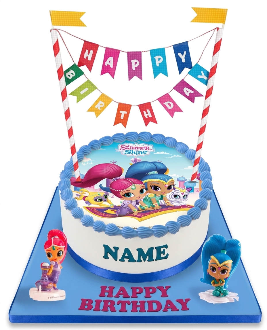 Shimmer and Shine Birthday Cake with Personalised Name