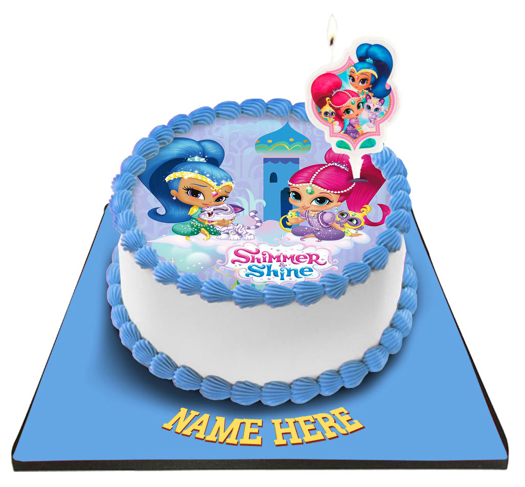 Shimmer & Shine Cake with Shimmer &Shine Candle