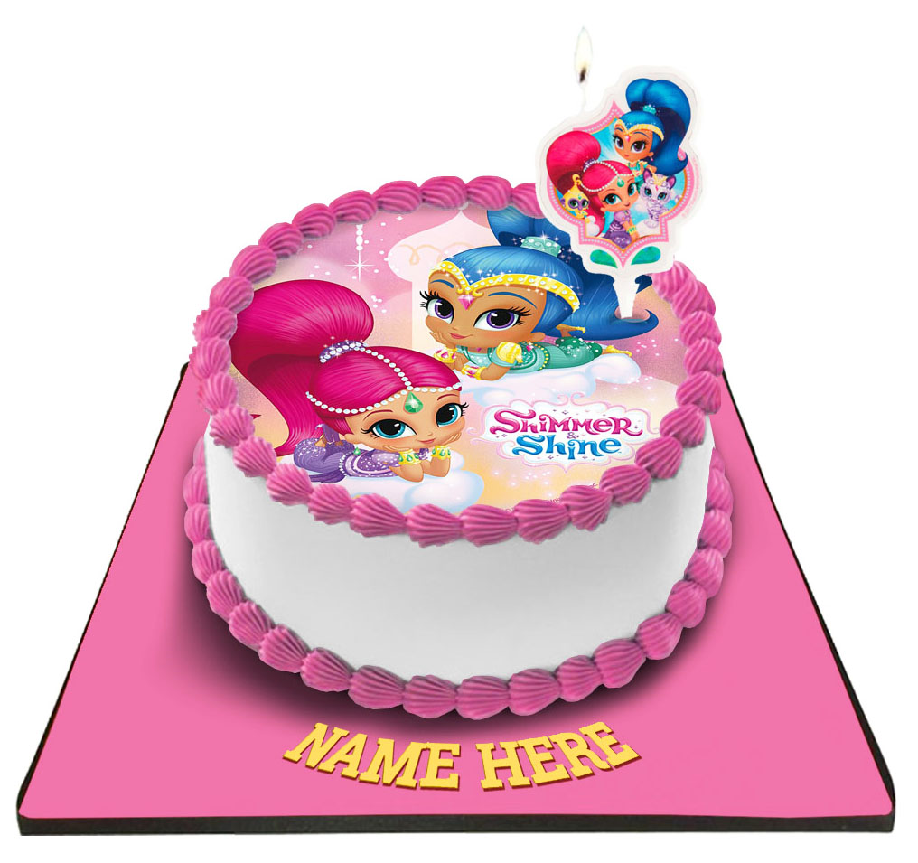 Shimmer & Shine Cake with Shimmer &Shine Candle