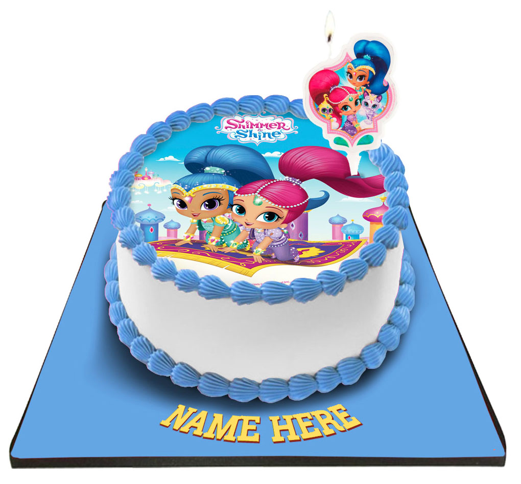 Shimmer & Shine Cake with Shimmer &Shine Candle