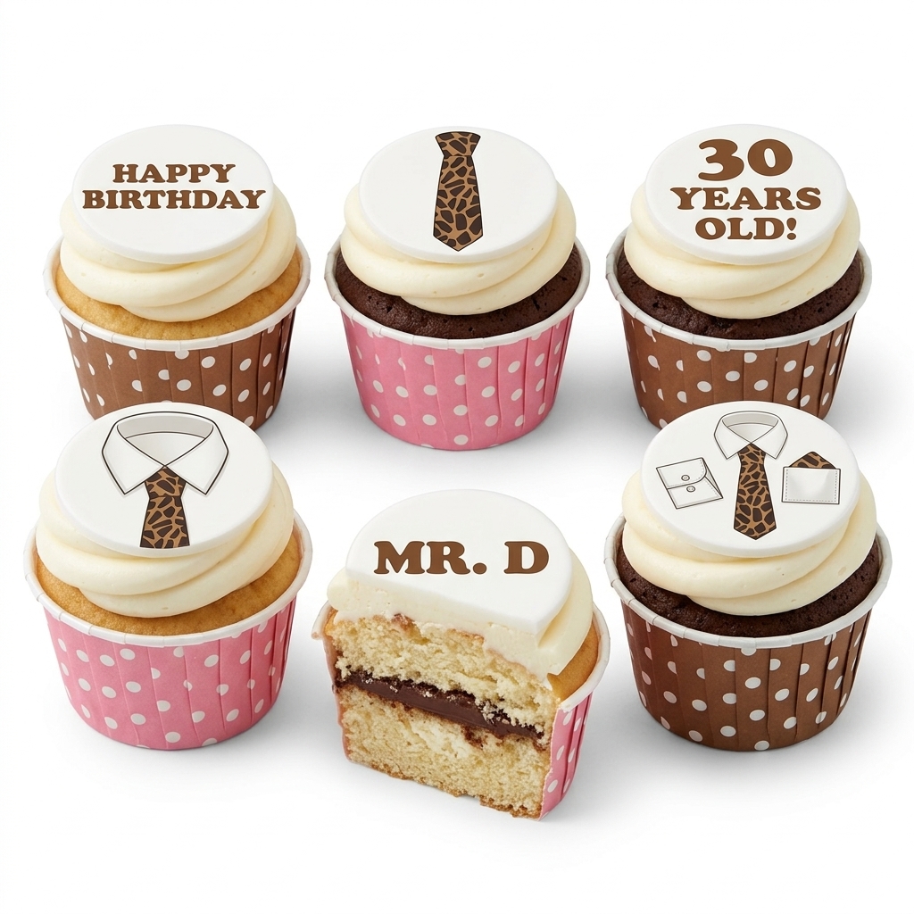 Gentleman's Tie Birthday Cupcakes with Custom Age