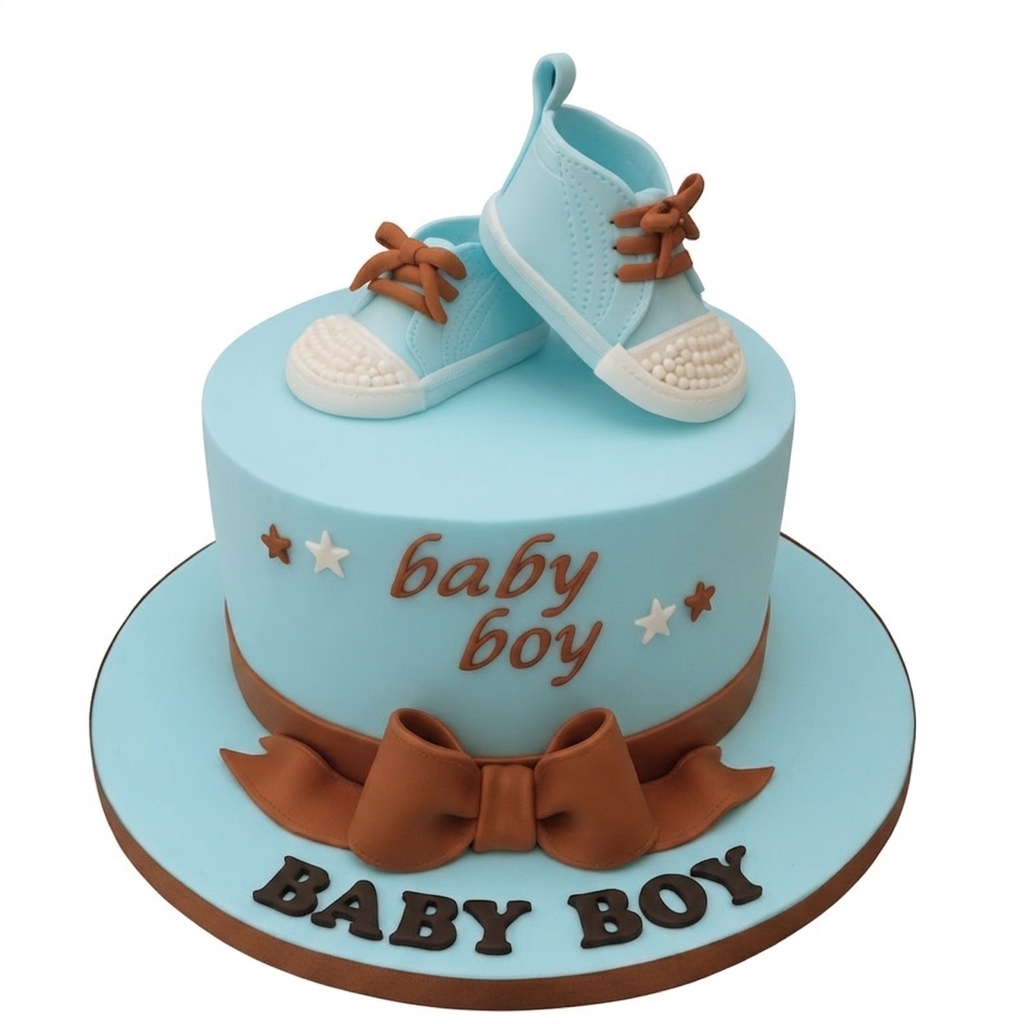 Baby Boy Shoes Celebration Cake