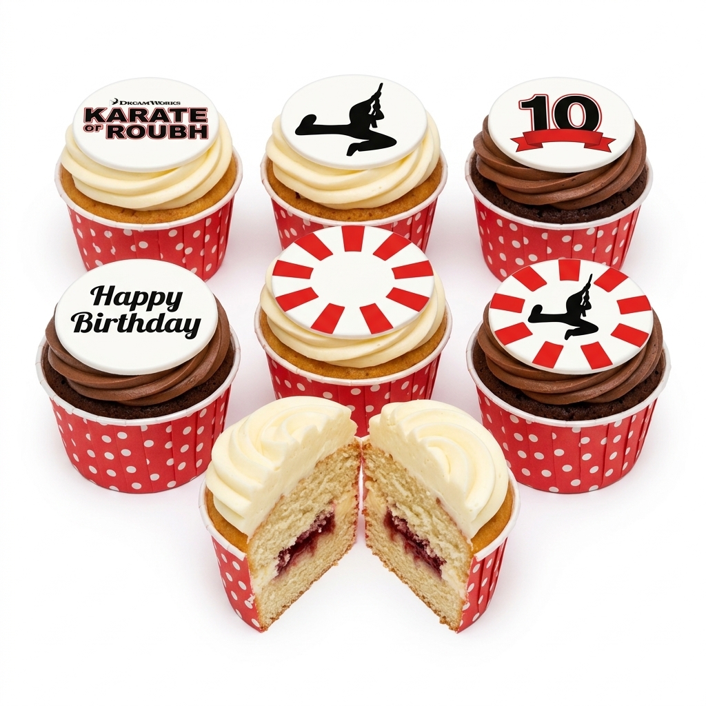 Karate Birthday Cupcakes with Custom Age Topper