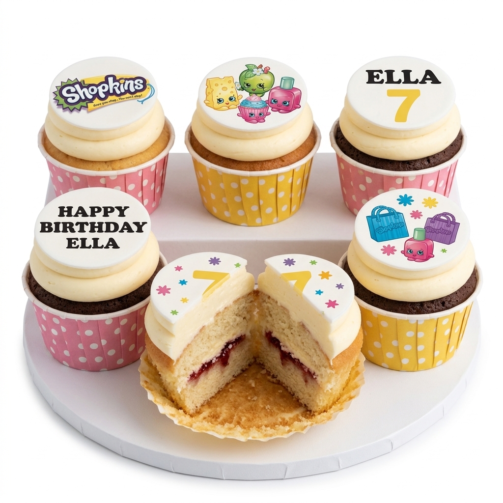 Shopkins Birthday Cupcakes with Custom Age
