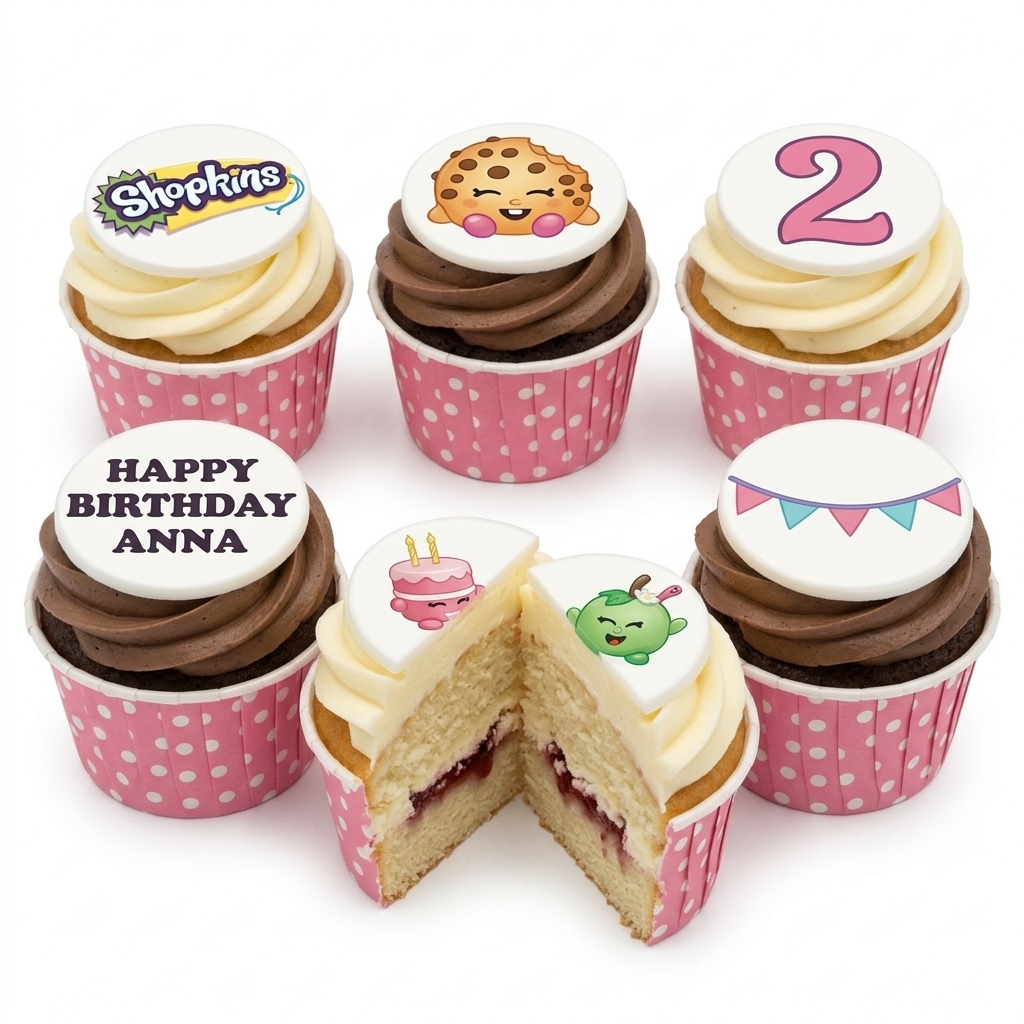 Shopkins Kids Birthday Cupcakes with Custom Age