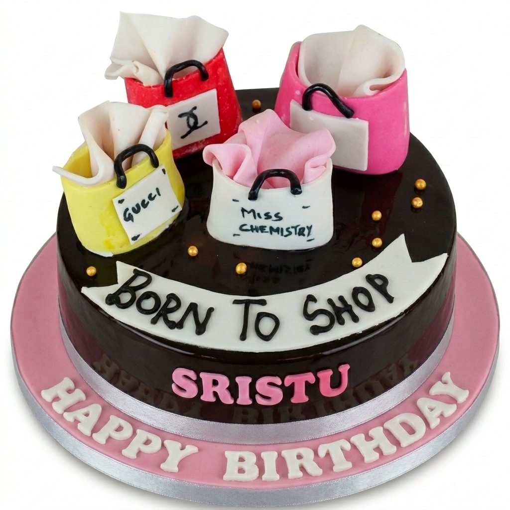 Fashion Theme Birthday Cake with Shopping Bags